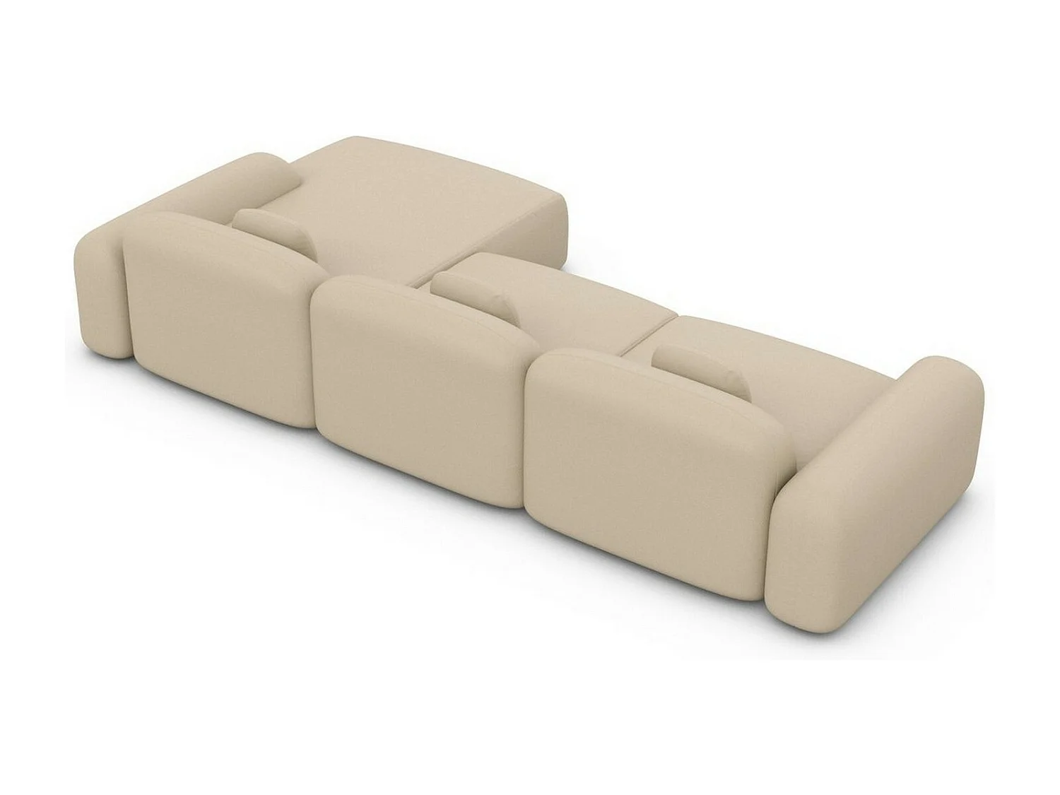 Ecksofa Barcelona L Kurz mit Zierkissen Kunstleder Beige Rechts