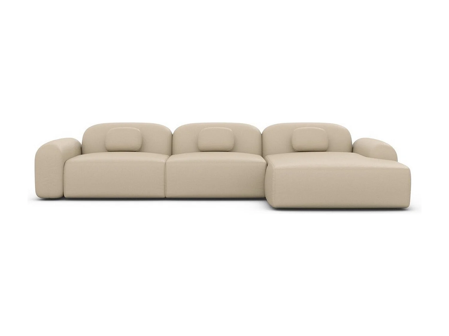 Ecksofa Barcelona L Kurz mit Zierkissen Kunstleder Beige Rechts
