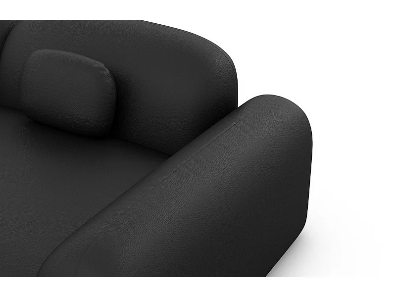 Ecksofa Barcelona L Kurz mit Zierkissen Kunstleder Schwarz Rechts