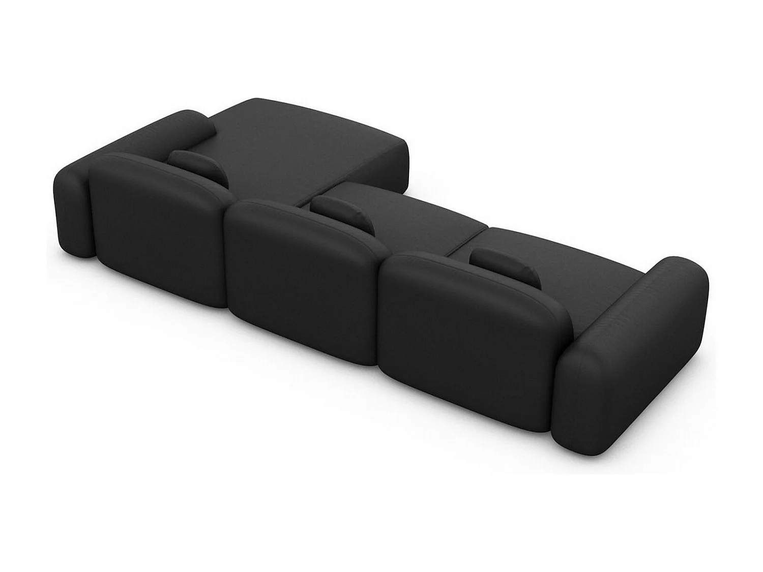 Ecksofa Barcelona L Kurz mit Zierkissen Kunstleder Schwarz Rechts