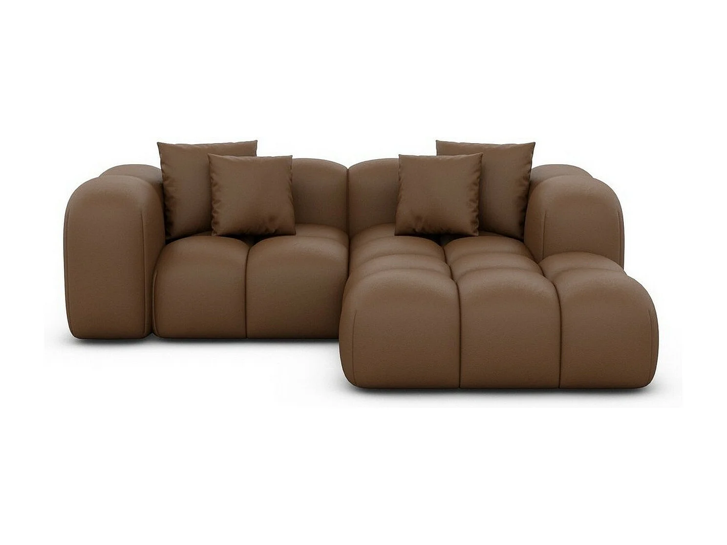 Ecksofa Formentera Mini mit Kissen Kunstleder Braun Rechts