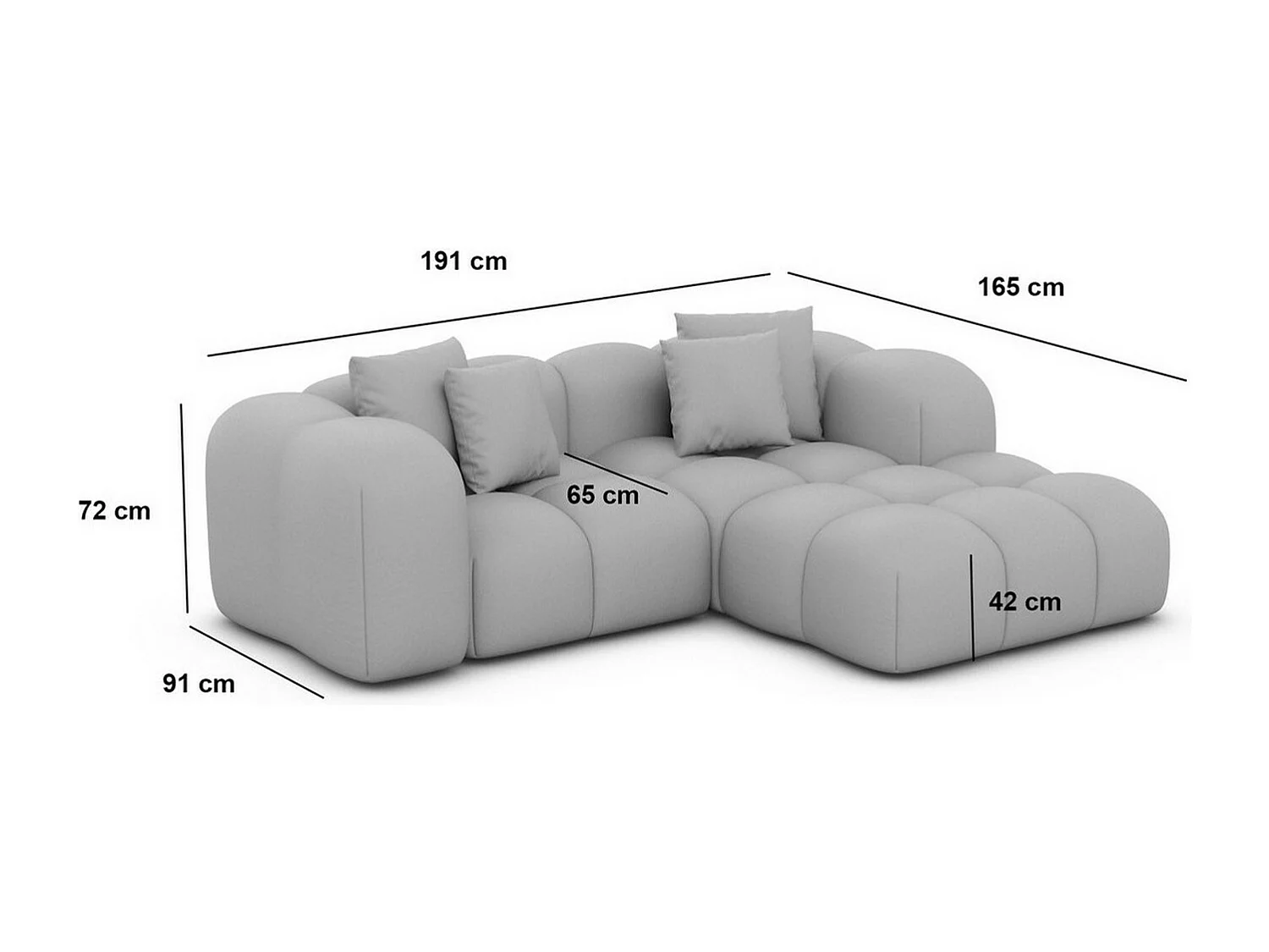 Ecksofa Formentera Mini mit Kissen Kunstleder Braun Rechts