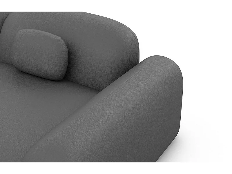 Ecksofa Barcelona L Kurz mit Zierkissen Kunstleder Dunkelgrau Rechts