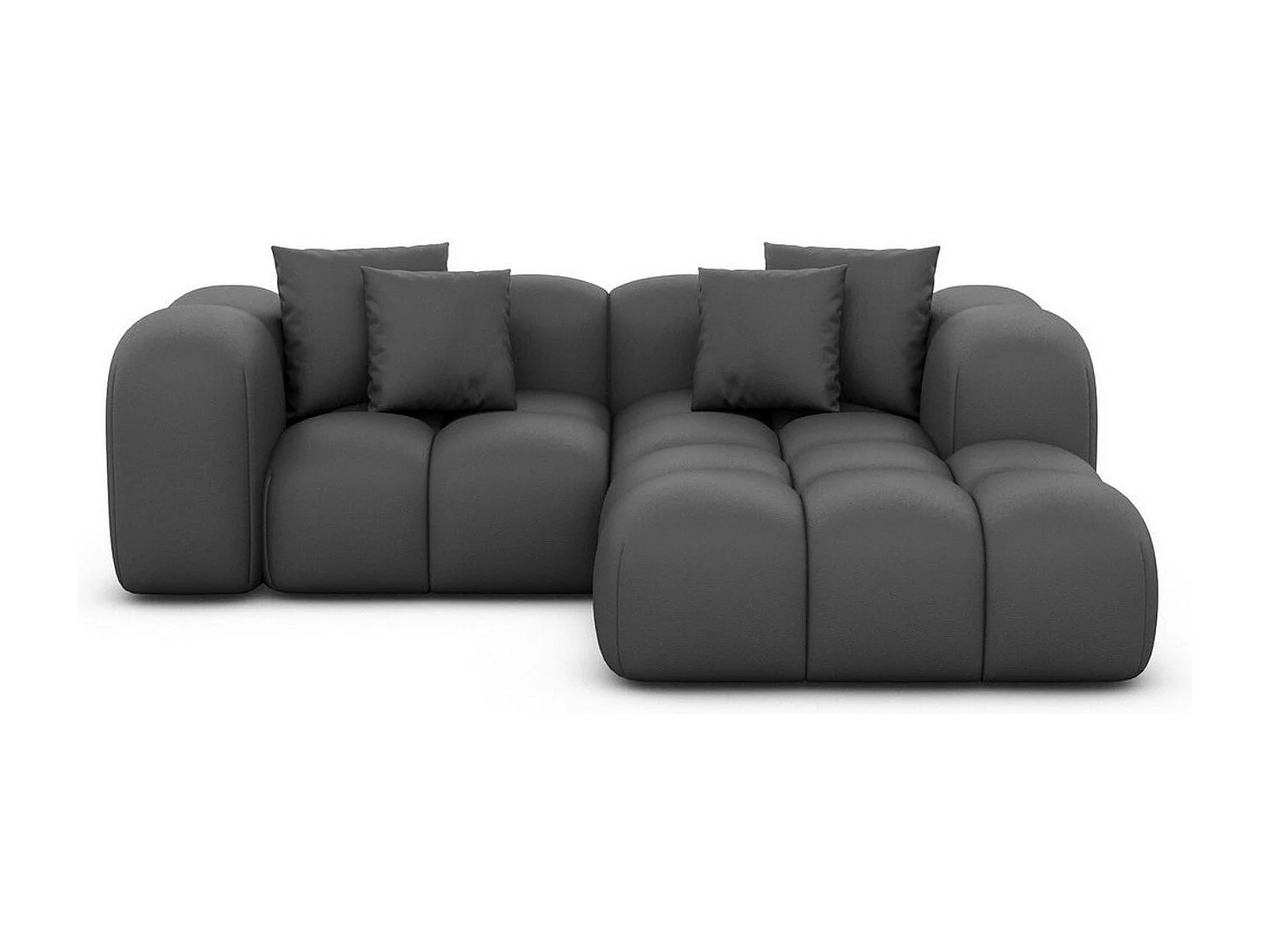 Ecksofa Formentera Mini mit Kissen Kunstleder Dunkelgrau Rechts