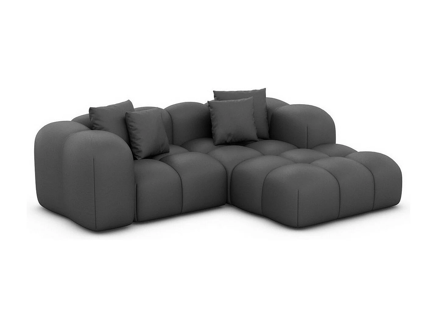 Ecksofa Formentera Mini mit Kissen Kunstleder Dunkelgrau Rechts