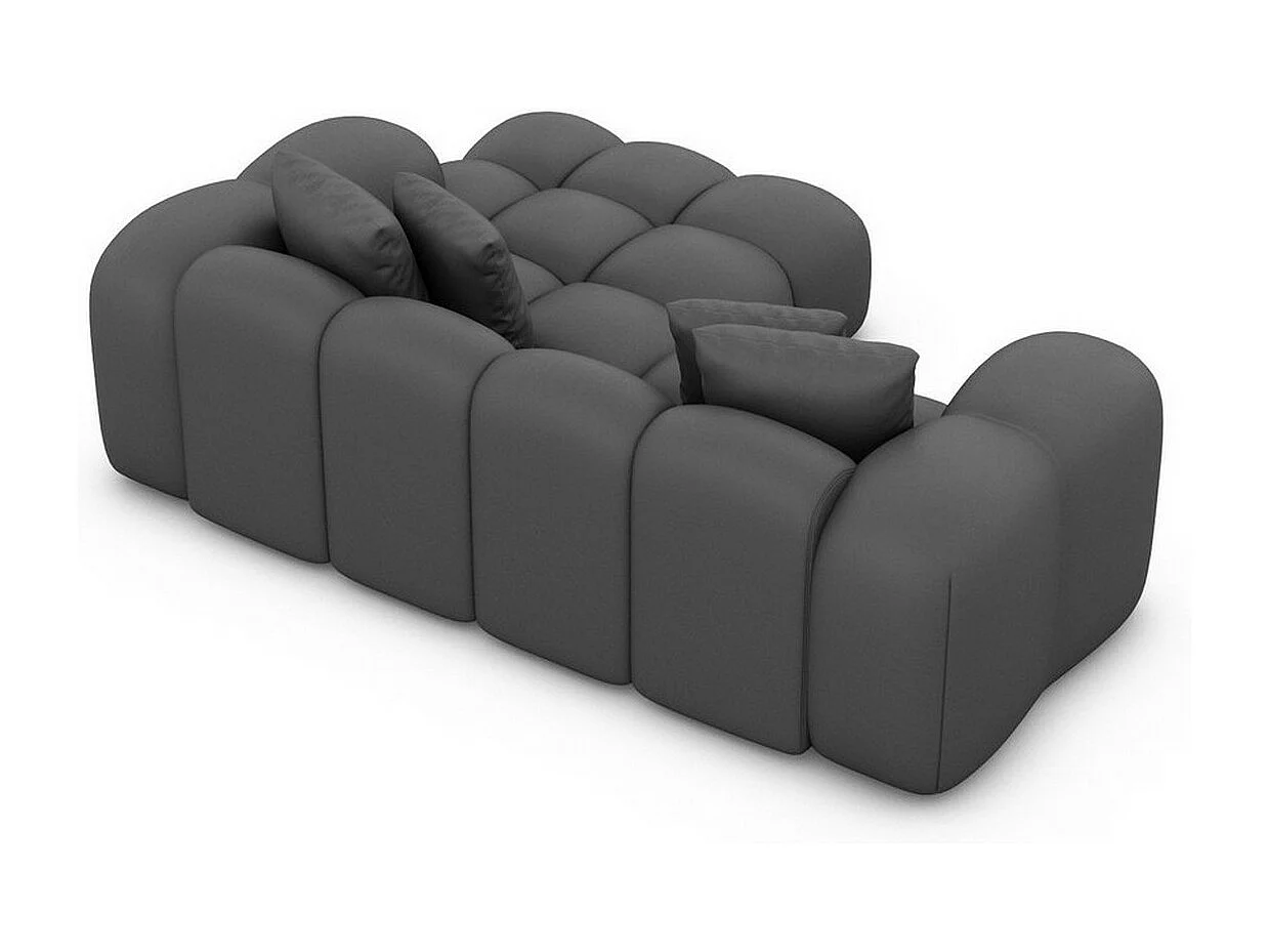 Ecksofa Formentera Mini mit Kissen Kunstleder Dunkelgrau Rechts