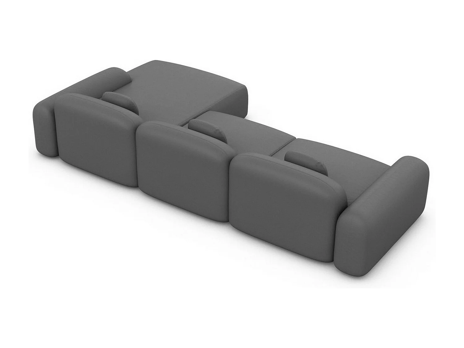 Ecksofa Barcelona L Kurz mit Zierkissen Kunstleder Dunkelgrau Links