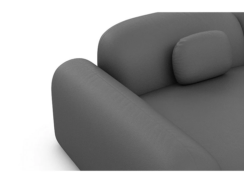 Ecksofa Barcelona L Kurz mit Zierkissen Kunstleder Dunkelgrau Links