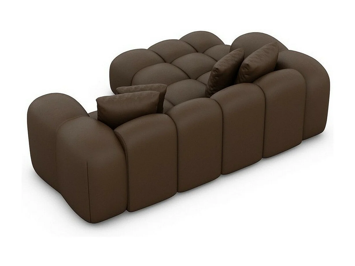 Ecksofa Formentera Mini mit Kissen Kunstleder Dunkelbraun Links