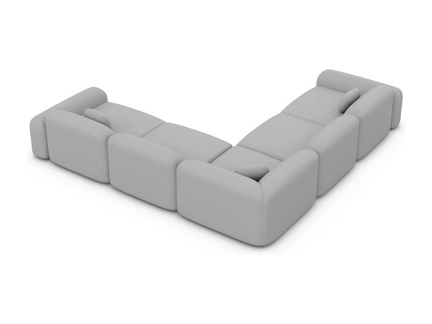 Ecksofa Barcelona mit Zierkissen Kunstleder Hellgrau Rechts