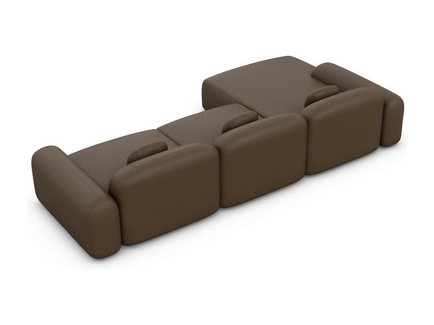 Ecksofa Barcelona L Kurz mit Zierkissen Kunstleder Dunkelbraun Links