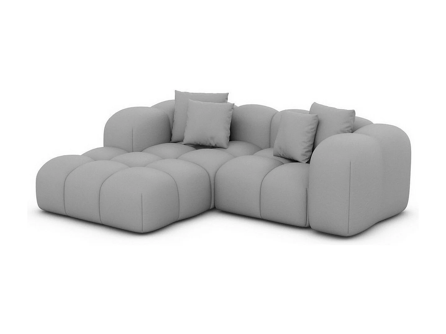 Ecksofa Formentera Mini mit Kissen Kunstleder Hellgrau Links