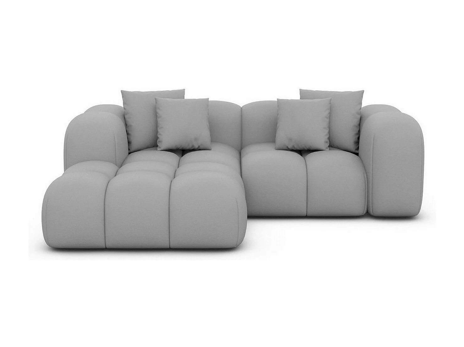 Ecksofa Formentera Mini mit Kissen Kunstleder Hellgrau Links