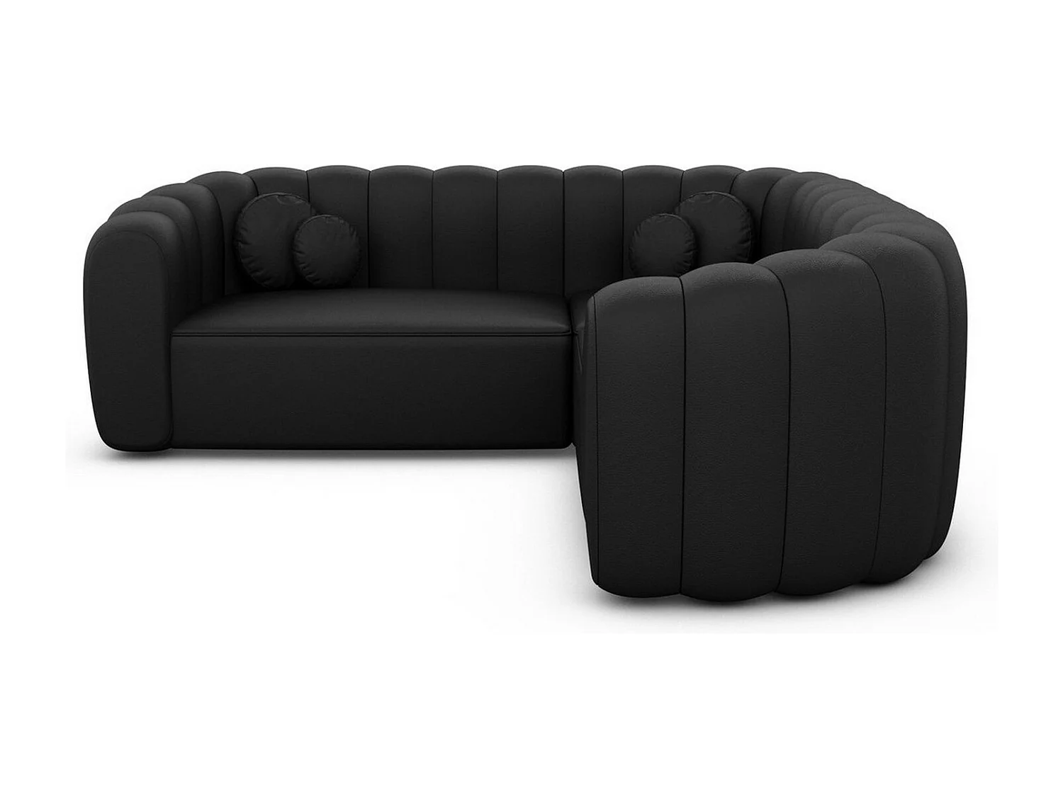 Ecksofa Almeria Leder Schwarz Kunstleder