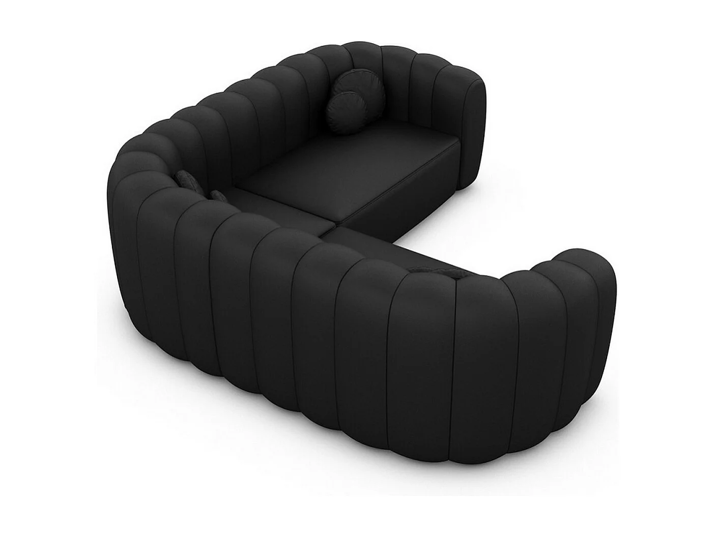 Ecksofa Almeria Leder Schwarz Kunstleder