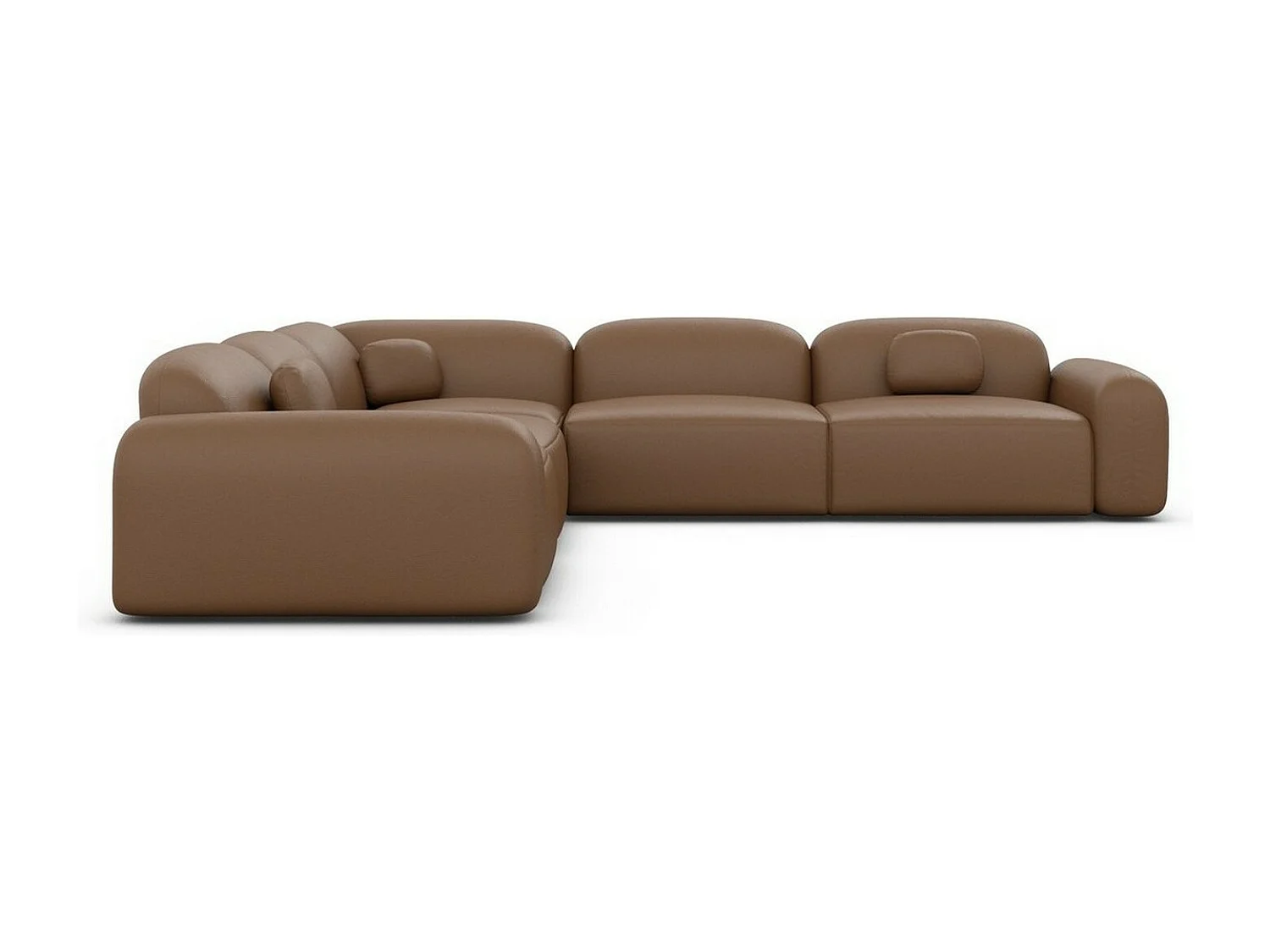 Ecksofa Barcelona mit Zierkissen Kunstleder Braun Rechts