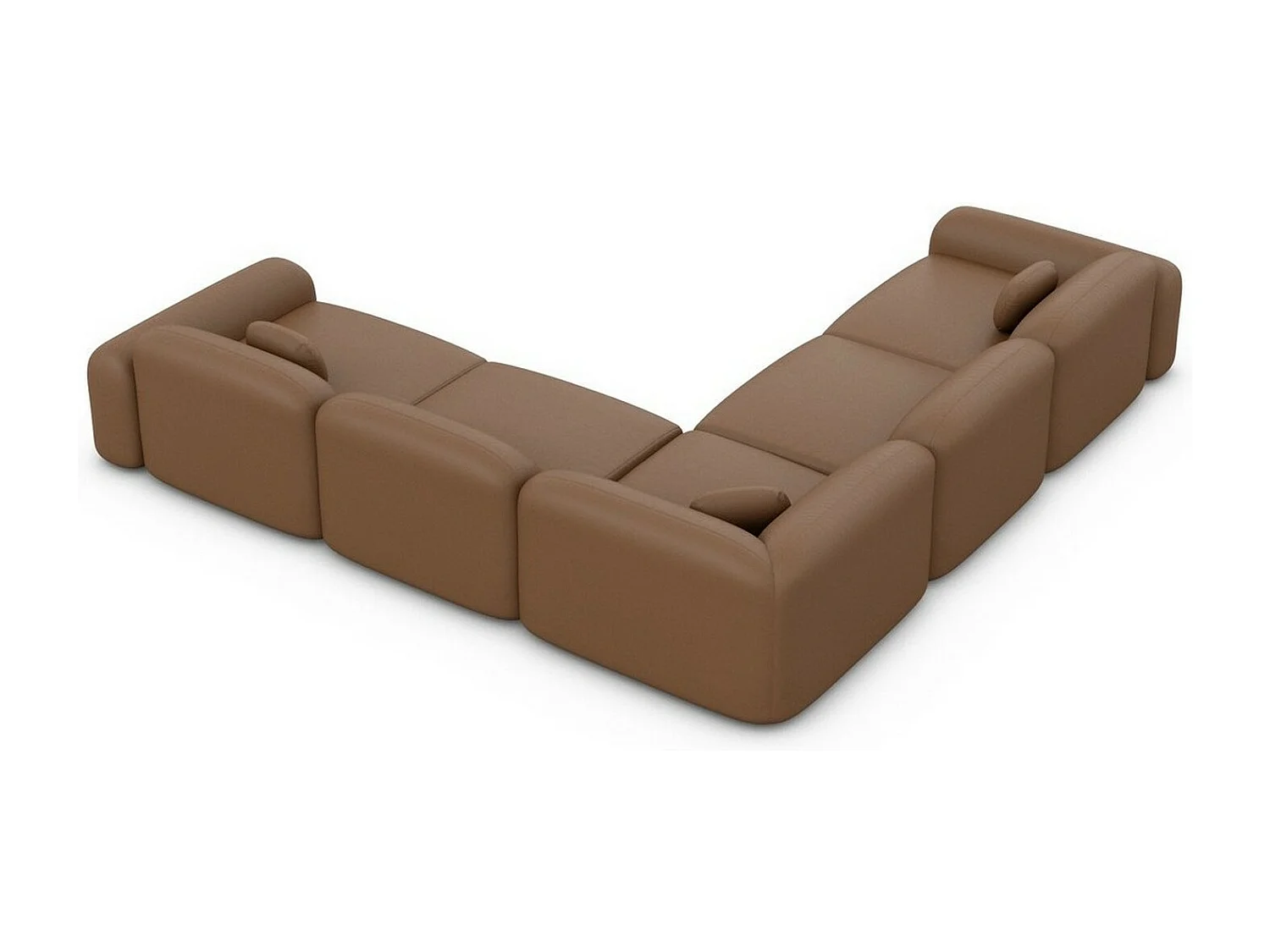 Ecksofa Barcelona mit Zierkissen Kunstleder Braun Rechts