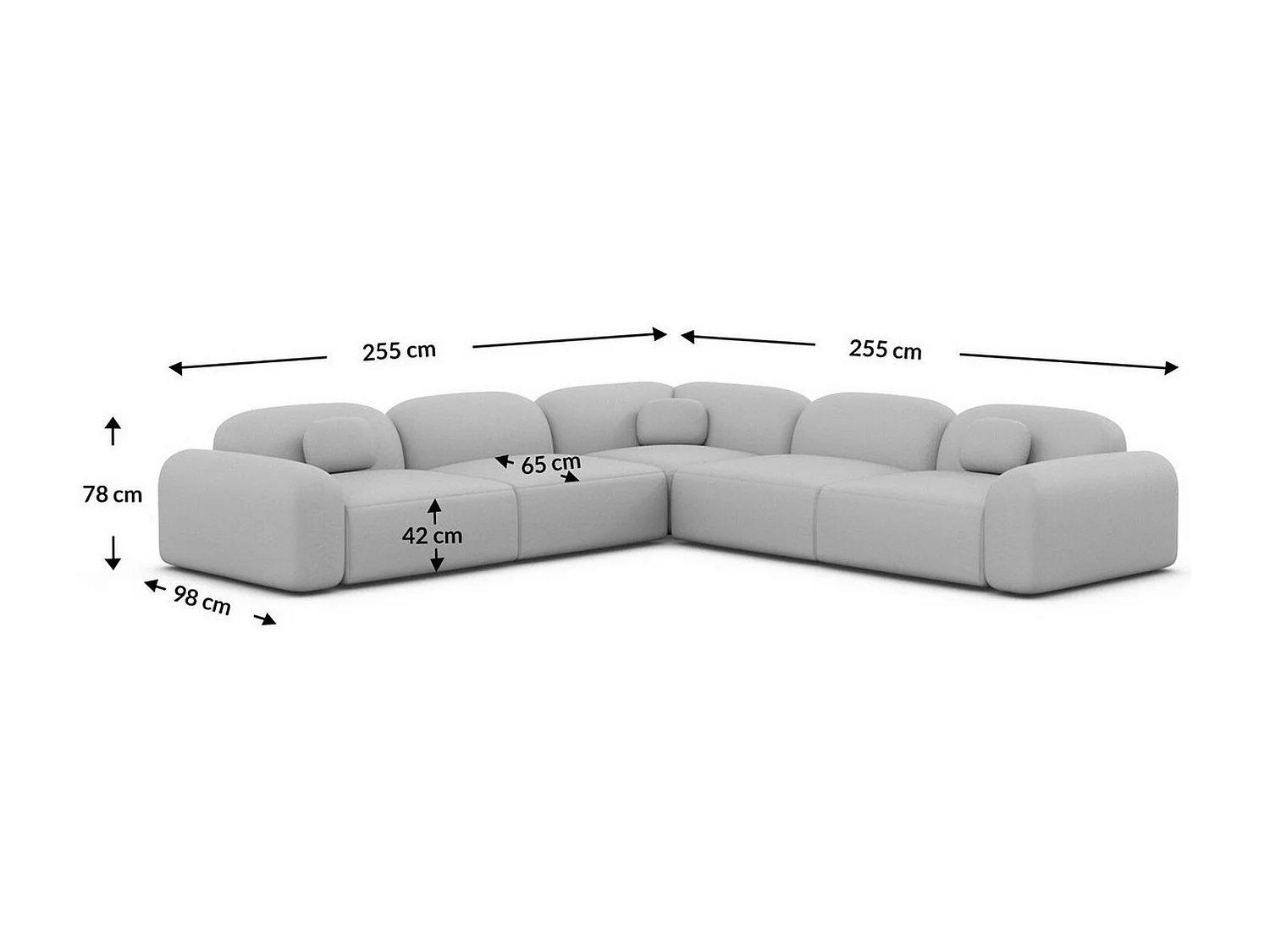 Ecksofa Barcelona mit Zierkissen Kunstleder Braun Rechts