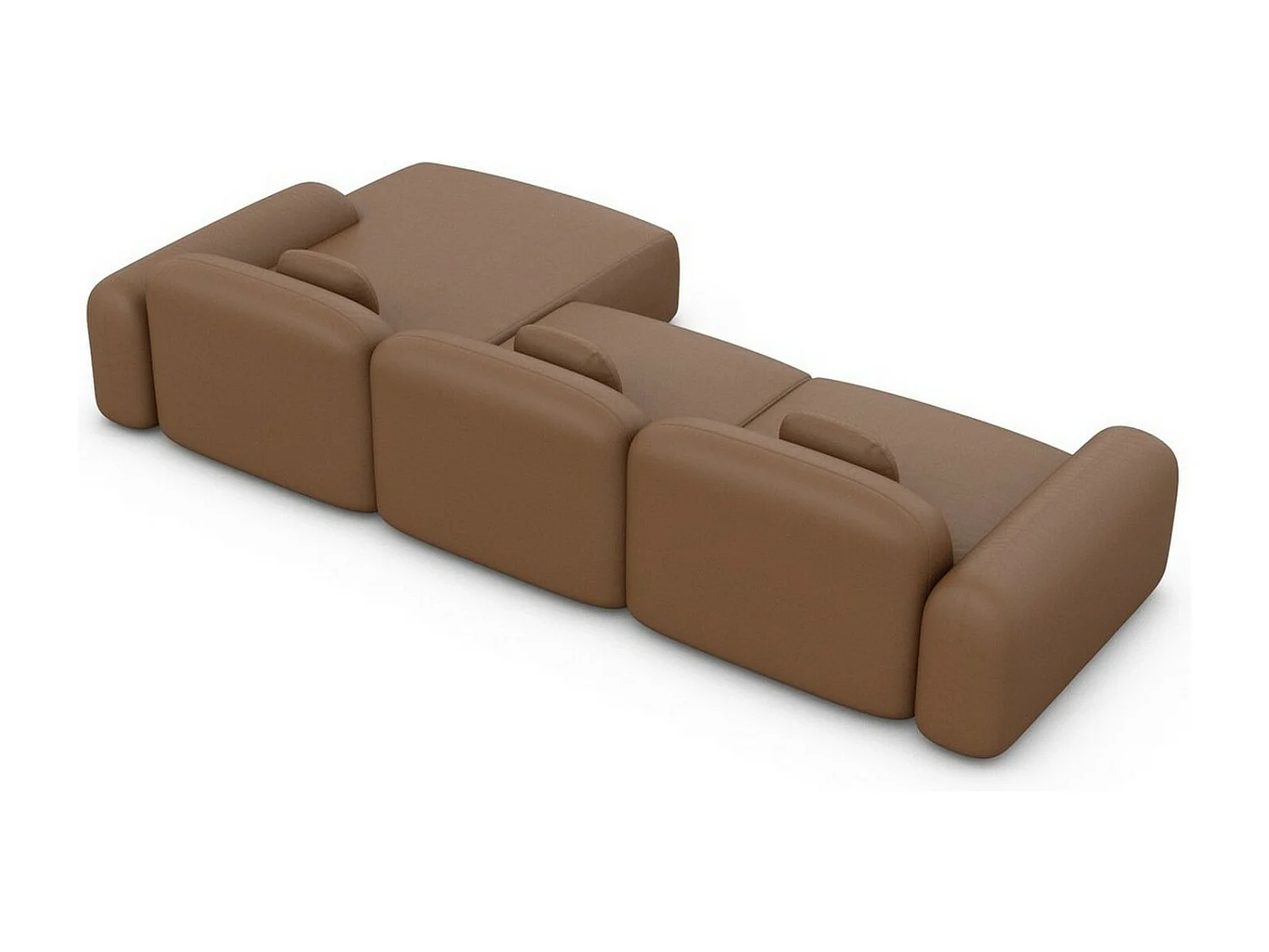 Ecksofa Barcelona L Kurz mit Zierkissen Kunstleder Braun Rechts