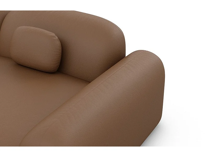 Ecksofa Barcelona L Kurz mit Zierkissen Kunstleder Braun Rechts