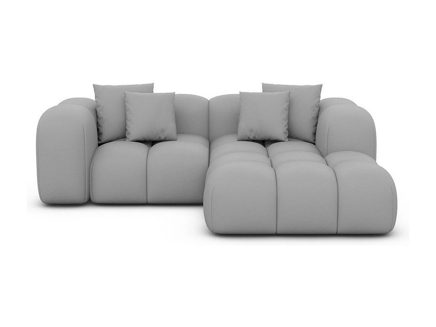 Ecksofa Formentera Mini mit Kissen Kunstleder Hellgrau Rechts