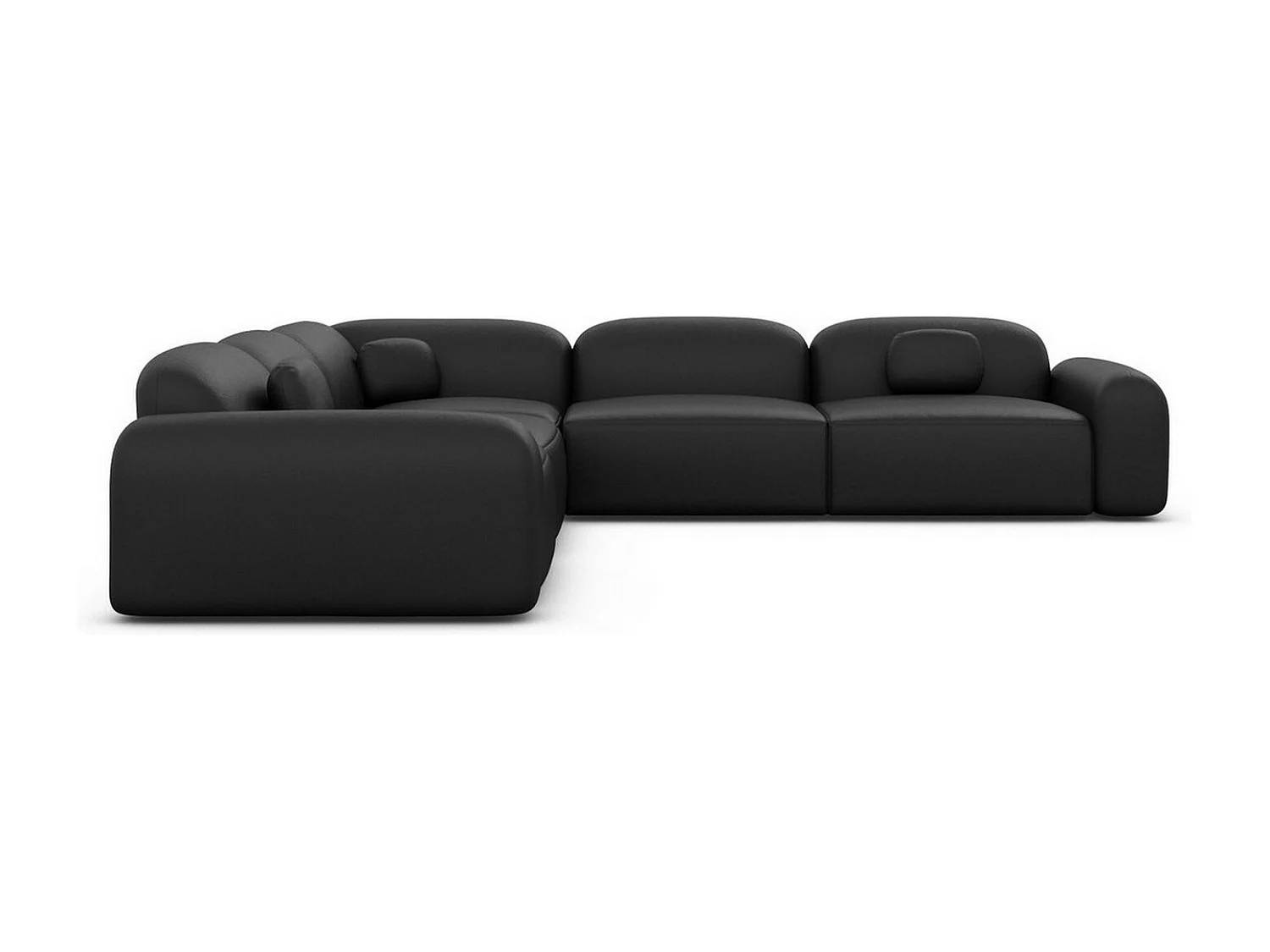 Ecksofa Barcelona mit Zierkissen Kunstleder Schwarz Rechts