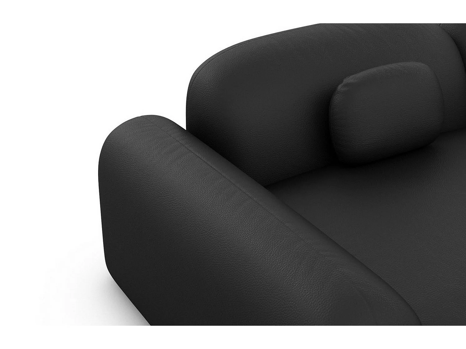 Ecksofa Barcelona mit Zierkissen Kunstleder Schwarz Rechts