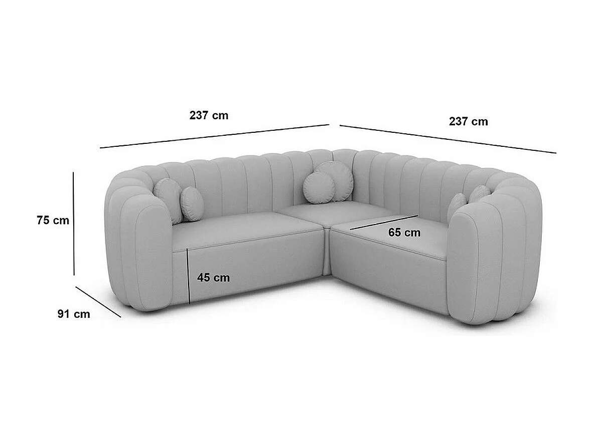 Ecksofa Almeria Leder Weiß Kunstleder