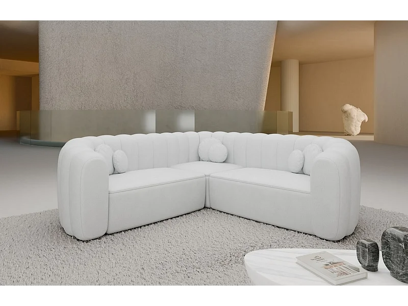 Ecksofa Almeria Leder Weiß Kunstleder