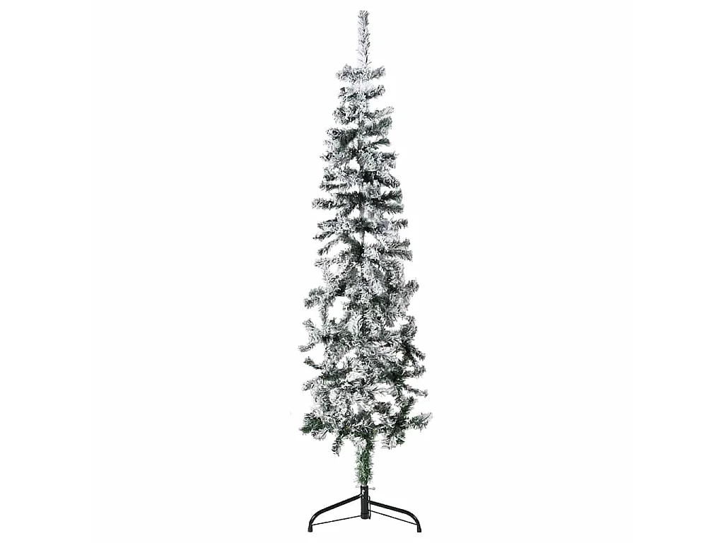 Kunstkerstboom half met sneeuw smal 150 cm