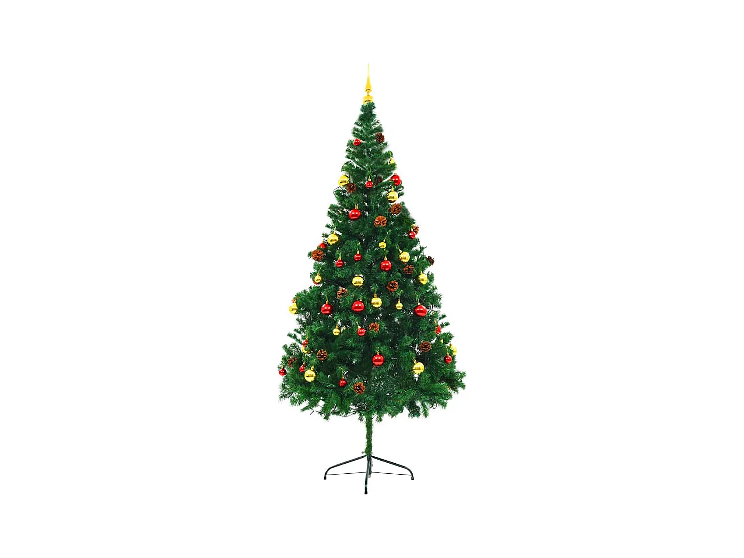 Künstlicher Weihnachtsbaum mit Beleuchtung & Kugeln Grün 210 cm