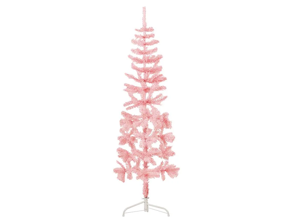 Demi sapin de Noël artificiel mince avec support Rose 120 cm