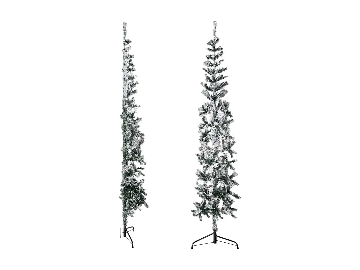 Demi sapin de Noël artificiel mince avec neige floquée 210 cm