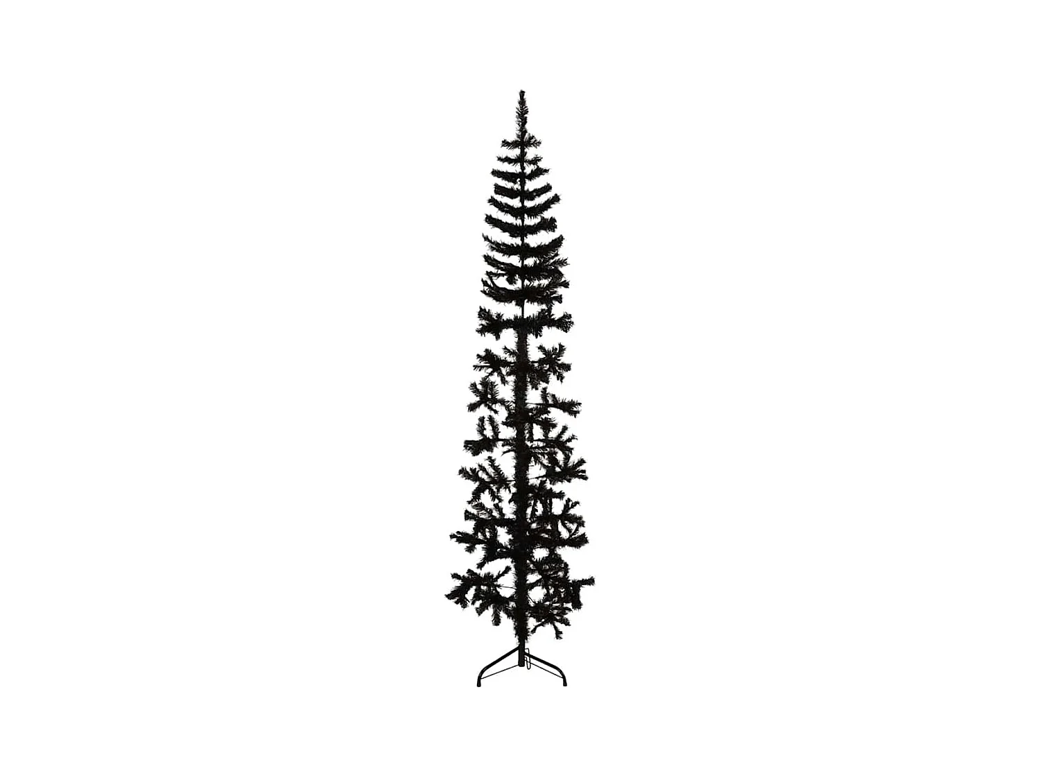 Kunstkerstboom half met standaard smal 210 cm zwart
