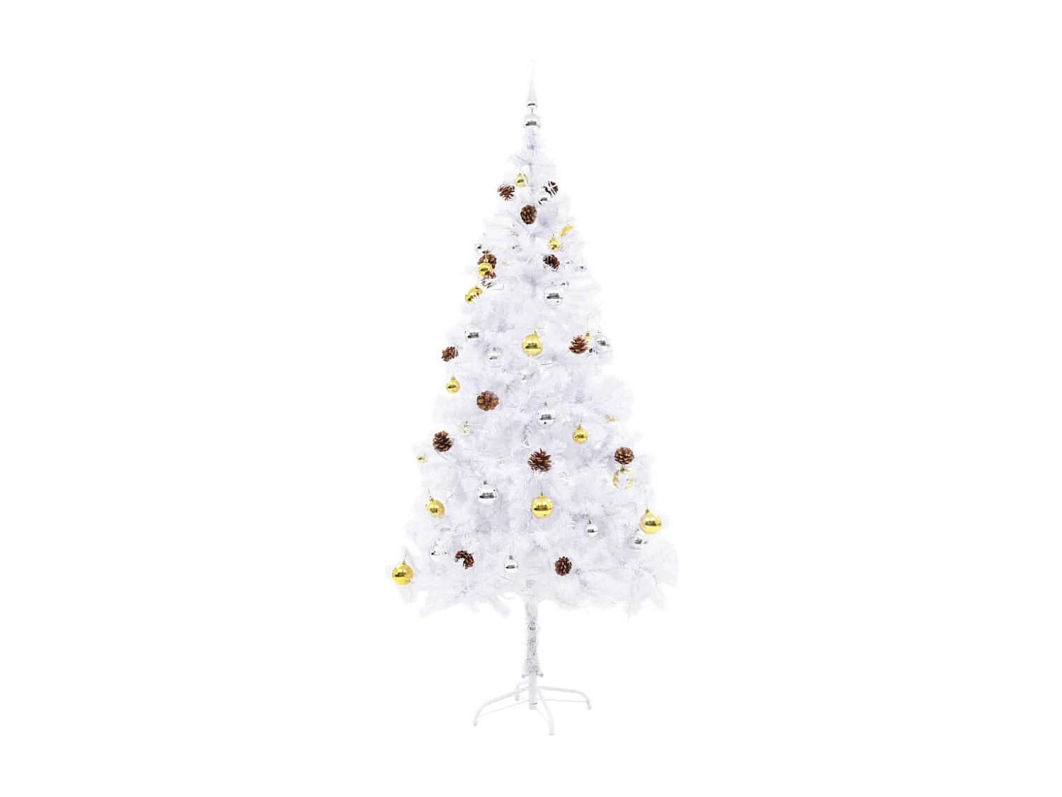 Arbre de Noël artificiel pré-éclairé avec boules blanc 180 cm