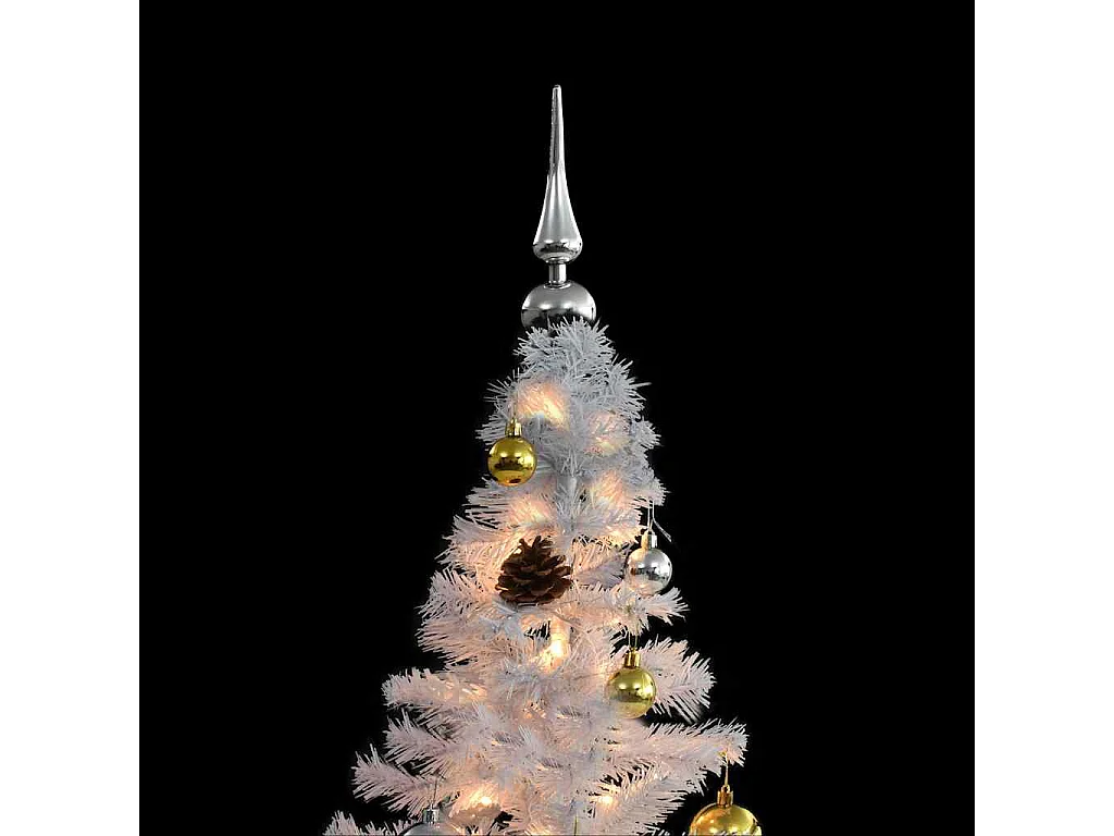Árvore de Natal artificial pré-iluminada enfeites 180cm branco