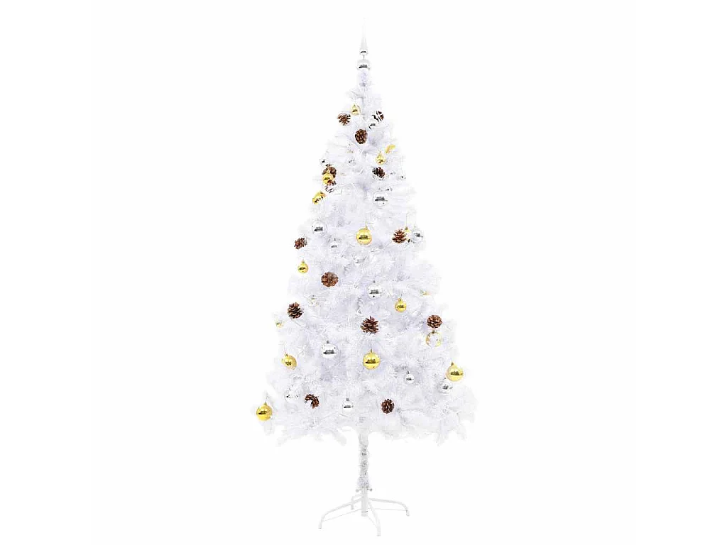 Árvore de Natal artificial pré-iluminada enfeites 180cm branco