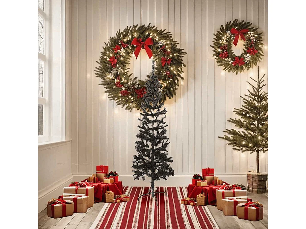 Kerstboom smal 150 cm zwart