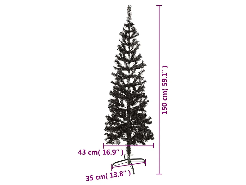 Kerstboom smal 150 cm zwart