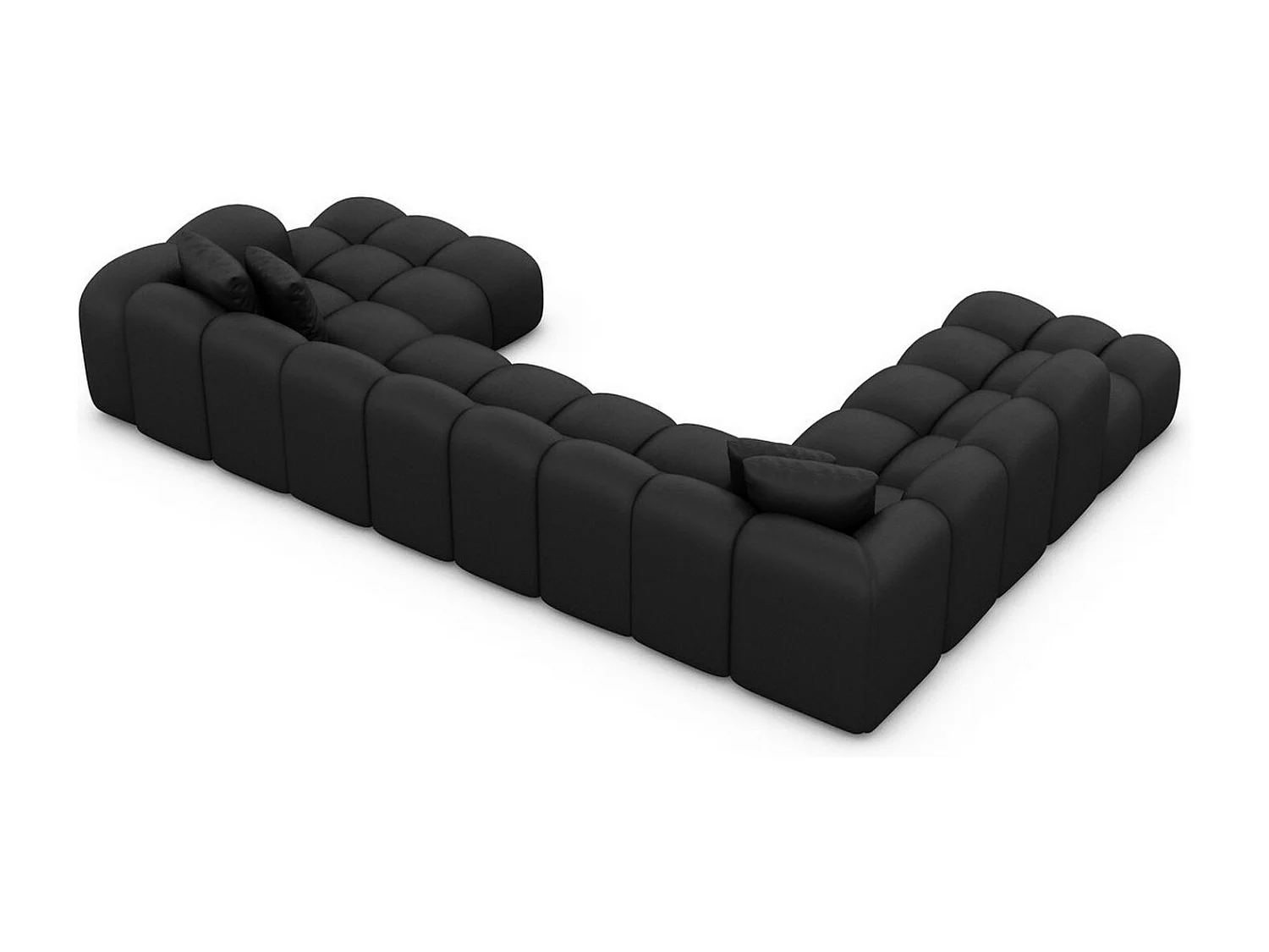 Leder Wohnlandschaft Formentera XXL Kunstleder Schwarz Links