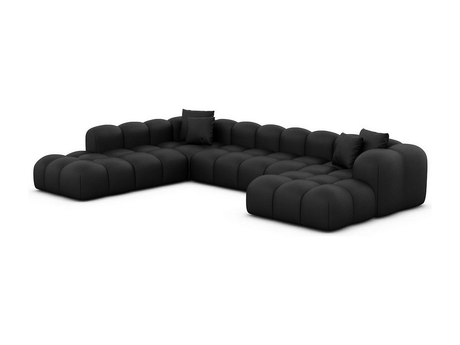 Leder Wohnlandschaft Formentera XXL Kunstleder Schwarz Links