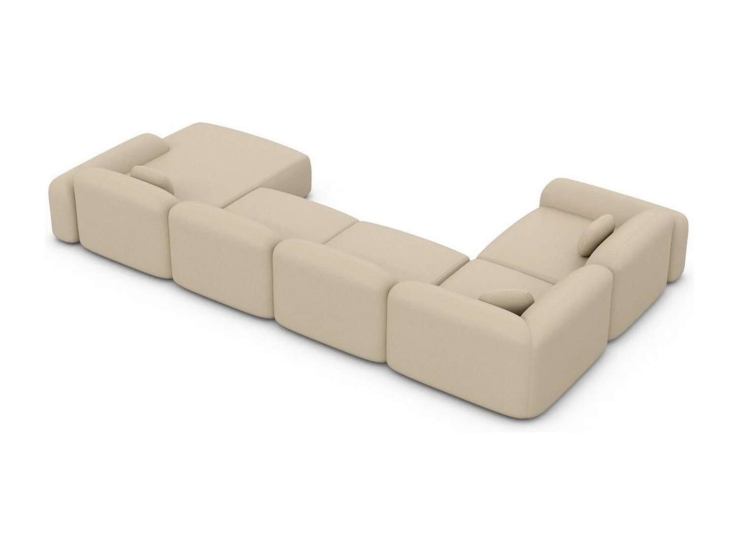 Wohnlandschaft Barcelona mit Zierkissen Kunstleder Beige Rechts