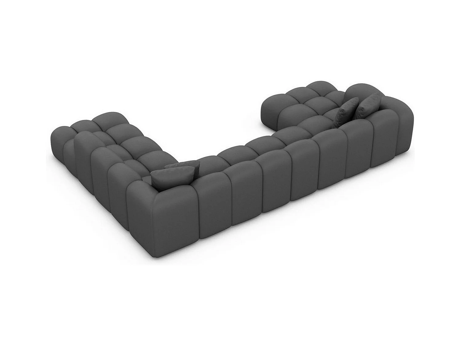 Leder Wohnlandschaft Formentera XXL Kunstleder Dunkelgrau Rechts