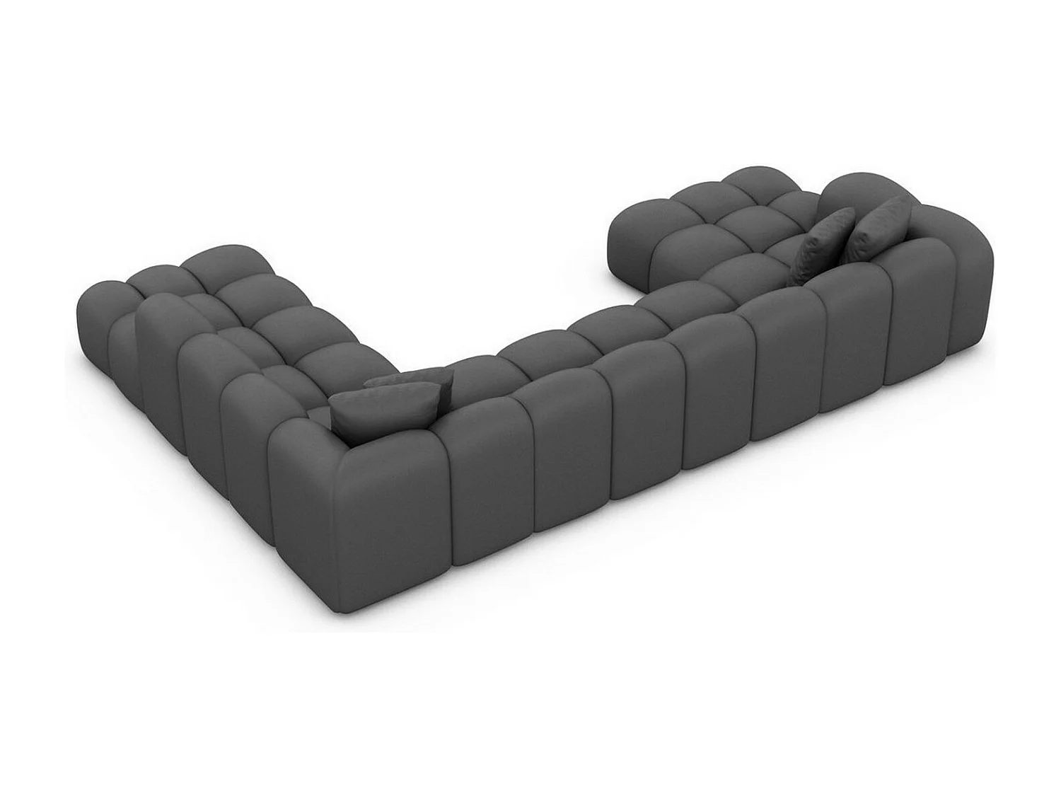 Leder Wohnlandschaft Formentera XXL Kunstleder Dunkelgrau Rechts