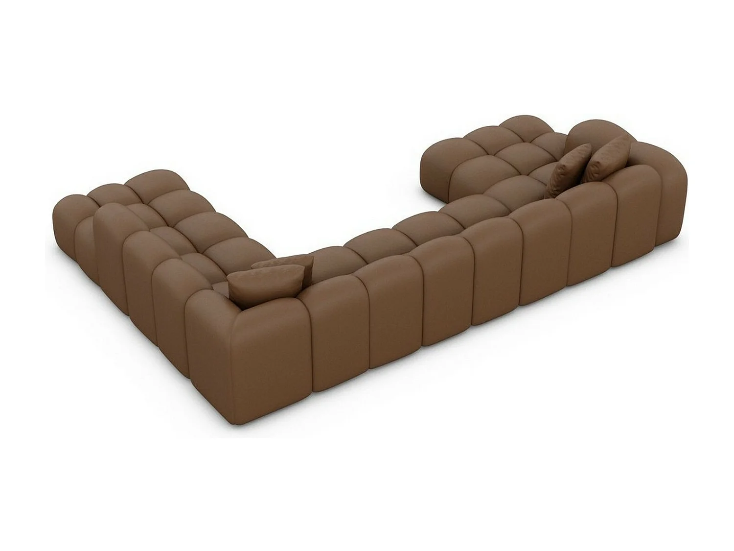 Leder Wohnlandschaft Formentera XXL Kunstleder Braun Rechts