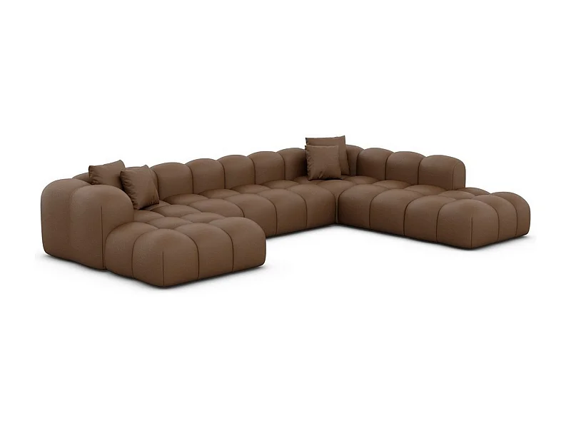 Leder Wohnlandschaft Formentera XXL Kunstleder Braun Rechts