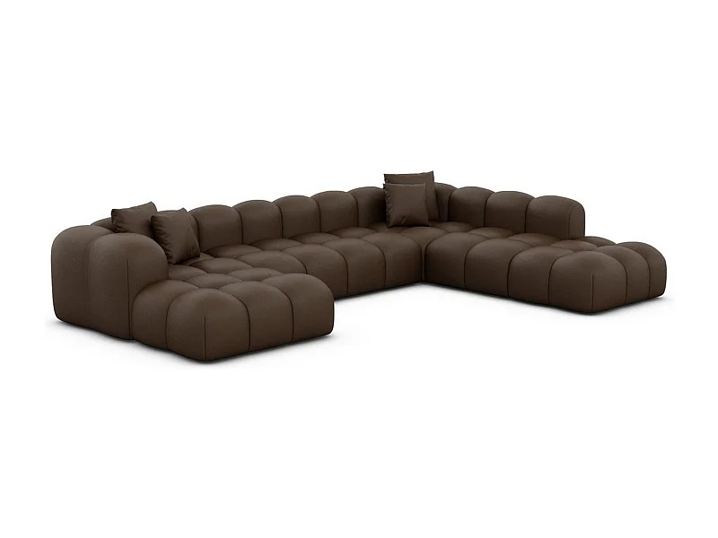 Leder Wohnlandschaft Formentera XXL Kunstleder Dunkelbraun Rechts