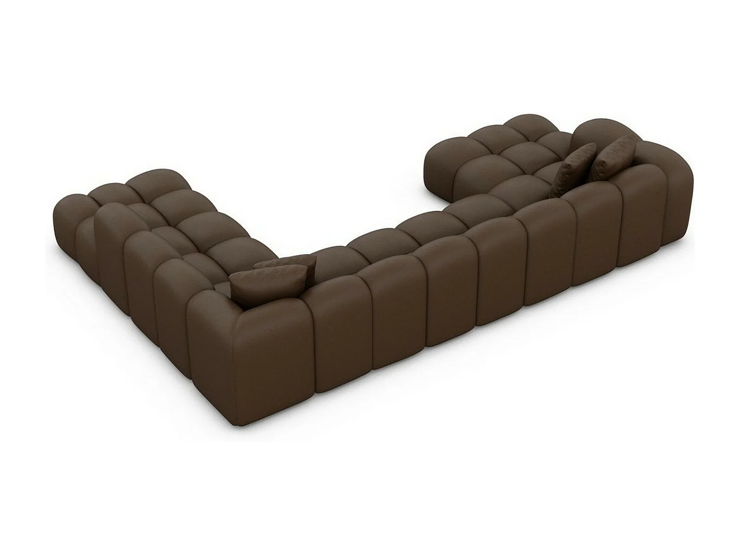 Leder Wohnlandschaft Formentera XXL Kunstleder Dunkelbraun Rechts