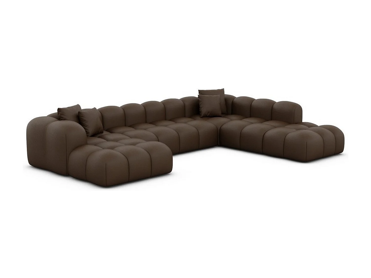 Leder Wohnlandschaft Formentera XXL Kunstleder Dunkelbraun Rechts