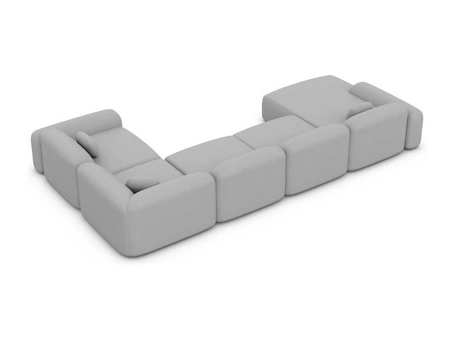 Wohnlandschaft Barcelona mit Zierkissen Kunstleder Hellgrau Links